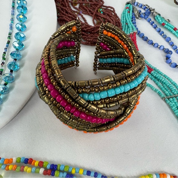 Massive Lot Bundle Multicolor Seedbead Beaded Necklace and Bracelet Collection - Picture 11 of 15